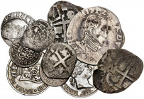 Lote de 11 monedas españolas de plata, de diferentes épocas y valores. A examinar. BC-/MBC-.