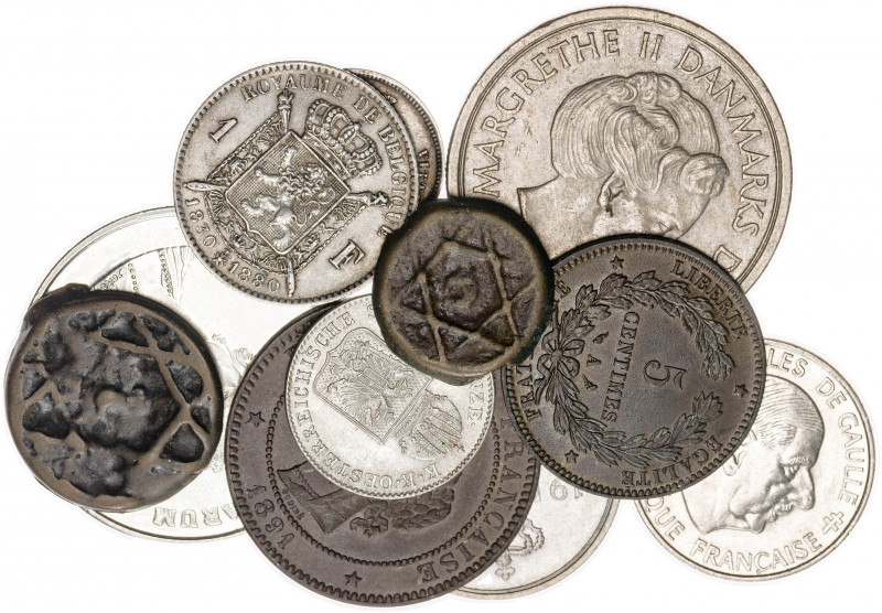 Lote de 10 monedas de diversos países, alguna en plata. A examinar. BC/Proof.
