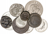 Lote de 10 monedas de diversos países, alguna en plata. A examinar. BC/Proof.