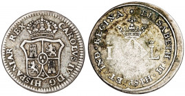 1789 y 1833. Lote de 2 medallas de proclamación: Carlos IV Cádiz e Isabel II Valencia. Plata. BC-/BC+.