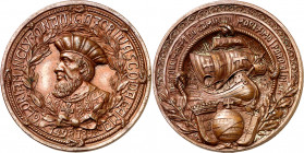 Portugal. 1898. Vasco de Gama. IV Centenario del Descubrimiento de las Yndias. (L. 308). Bronce. 13,19 g. Ø30 mm. S/C-.