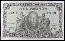 1940. 100 pesetas. (Ed. D39a) (Ed. 438a). 9 de enero, Colón. Serie F. Lavado y planchado. (EBC).