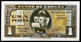1940. 1 peseta. (Ed. D43a) (Ed. 442a). 4 de septiembre, Santa María. Serie C. Esquinas rozadas. S/C-.