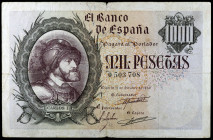 1940. 1000 pesetas. (Ed. D46) (Ed. 445). 21 de octubre, Carlos I. Raro. BC.