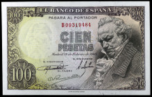 1946. 100 pesetas. (Ed. D52a) (Ed. 451b). 19 de febrero, Goya. Serie B, última emitida. EBC+.