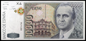 1992. 10000 pesetas. (Ed. E11) (Ed. 485). 12 de octubre, Juan Carlos I. Sin serie. Numeración 001416. S/C-.