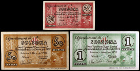 Solsona. 25, 50 céntimos y 1 peseta. (T. 2781a, 2782 y 2783b). 3 billetes, serie completa. Sin numerar. EBC-/EBC.