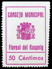 Floreal del Raspeig (Alicante). 50 céntimos. (KG. falta) (T. falta) (RGH. 2466). Escaso. EBC+.