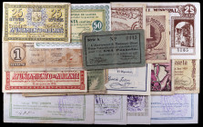 Lote de 21 billetes locales de la Guerra Civil. A examinar. BC-/EBC-.