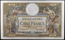 Francia. 1909. Banco de Francia. 100 francos. (Pick 69). 3 de mayo. Fardo marcado con LOM 02. Puntos de aguja. Escaso. (MBC).