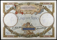 Francia. 1929. Banco de Francia. 50 francos. (Pick 77a). 22 de noviembre. Punto de aguja. Escaso. MBC-.