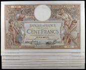 Francia. 1938 y 1939. Banco de Francia. 100 francos. (Pick. 86b). 7 billetes, fechas distintas. Firmas: P. Rousseau y R. Favre-Gilly. MBC-/MBC+.
