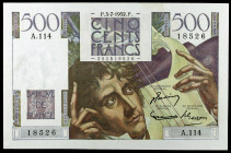 Francia. 1952. Banco de Francia. 500 francos. (Pick. 129c). 3 de julio, Chateaubriand. Firmas: J. Beling, G. Gouin d'Ambrieres y P. Gargam. Escaso. EB...