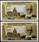 Francia. 1954. Banco de Francia. 500 francos. (Pick. 133a). 2 de septiembre, Víctor Hugo. Firmas: J. Belin, G. Gouin d'Ambrieres y P. Gargam. Pareja c...