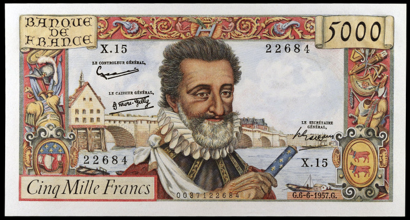 Francia. 1957. Banco de Francia. 5000 francos. (Pick. 135a). 6 de junio, Enrique...
