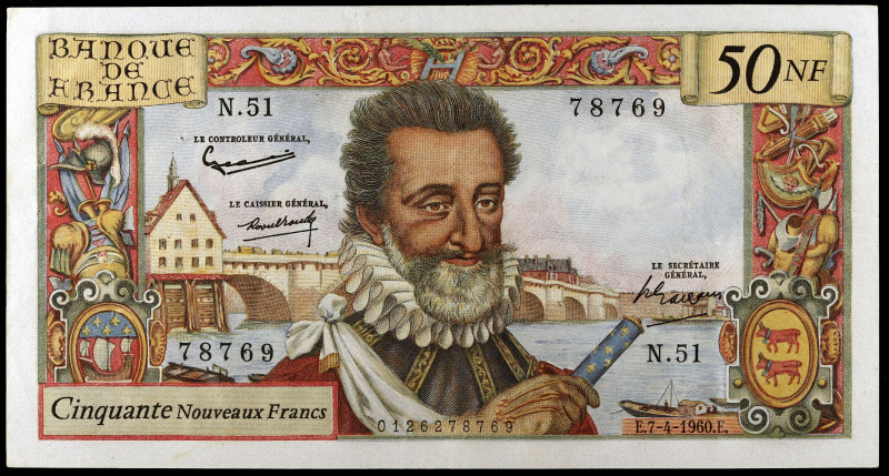 Francia. 1960. Banco de Francia. 50 nuevos francos. (Pick. 143a). 7 de abril, En...