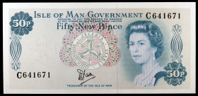 Isla de Man. s/d (1979). 50 peniques nuevos. (Pick 33a). Isabel II. S/C.