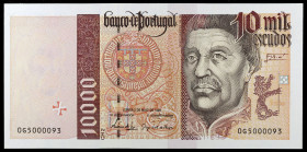 Portugal. 1996. Banco de Portugal. 10000 escudos. (Pick 191a). Lisboa 2 de mayo, Infante Don Henrique. Numeración 065000093. Escaso así. S/C.