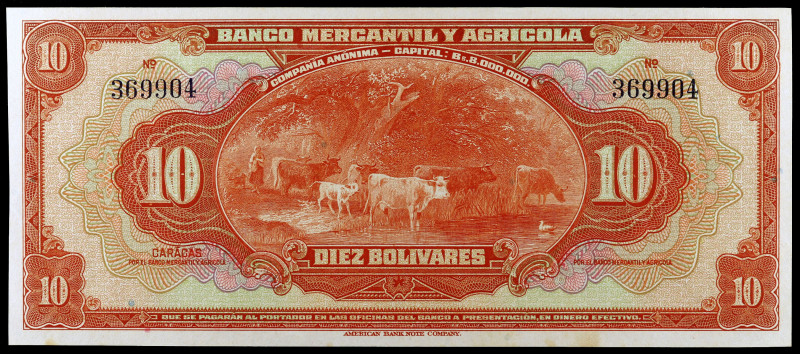 Venezuela. Banco Mercantil y Agrícola. 10 bolívares. (Pick. 5231r var). Sin fech...