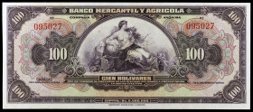Venezuela. Banco Mercantil y agrícola. 100 bolívares. (Pick 5233r2). Sin fecha ni firmas. Raro. S/C-.