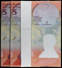 Venezuela. 2018. Banco Central. 5 bolívares. 15 de enero. 4 pruebas de imprenta, numeración A00000000. S/C-/S/C.