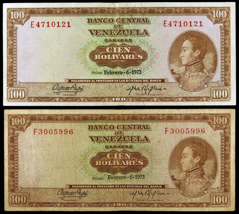 Venezuela. 1973. Banco Central. 100 bolívares. (Pick 48j). 6 de febrero, Simón B...