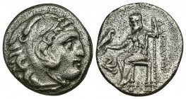 (Silver.4.03 g. 19 mm) KINGS OF MACEDON. Alexander III 'the Great' (336-323 BC). Drachm. Lampsakos.
Head of Herakles right, wearing lion skin.
Rev: ...