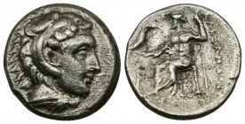 (SIlver. 4.29 g. 18 mm)KINGS OF MACEDON. Alexander IIIthe Great (336-323 BC). Drachm. Lampsakos
Head of Herakles right, wearing lion skin.
Rev: AΛEΞ...