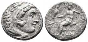 (Silver. 3.94 g. 17 mm) Kings of Macedon. Alexander III 'the Great' (336-323 BC). AR Drachm. 
Head of Herakles right, wearing lion's skin.
Rev. Zeus...
