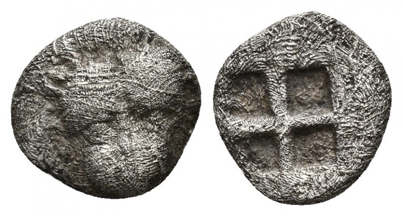 (Silver. 0.52 g. 8 mm) Macedon. Pangaion region circa 500-480 BC. hemiobol AR
H...