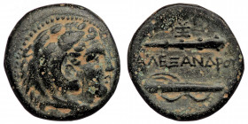 KINGS OF MACEDON. Alexander III 'the Great' (336-323 BC). Ae ( Bronze. 6.08 g. 18 mm ) 
Uncertain mint in Western Asia Minor.
Head of Herakles right...