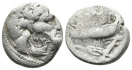 (Silver. 3.69 g. 17 mm) SELEUKID KINGS of SYRIA. Seleukos I Nikator, with Antiochos I Soter. 312-281 BC. AR Drachm 
Laureate head of Zeus right.
Rev...