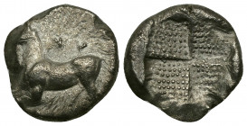 (Silver, 3.19 g. 15 mm) THRACE. Byzantion. Drachm (Circa 387/6-340 BC).
Bull standing left on dolphin left; monogram to left and above.
Rev: Stipple...