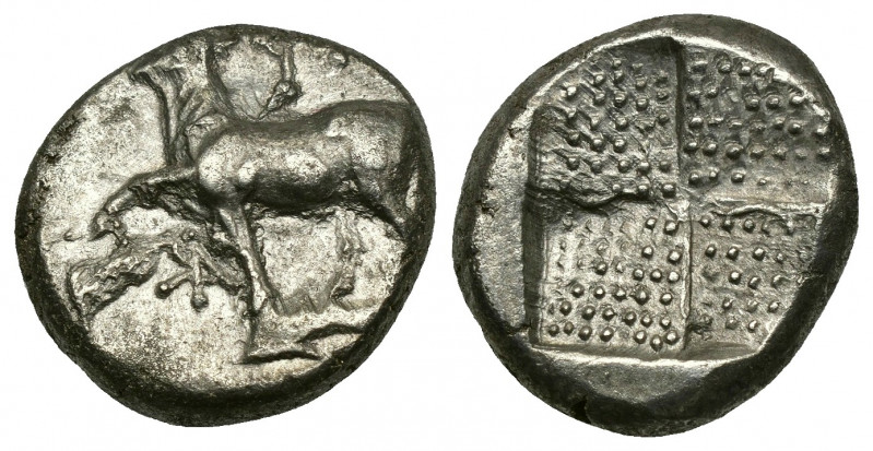 (Silver. 3.75 g. 16 mm) THRACE. Byzantion. Drachm (Circa 387/6-340 BC). 
Bull s...