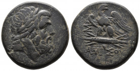 ( Bronze. 18.95 g. 29 mm) PONTOS. Amisos. Time of Mithradates VI Eupator (Circa 100-85 BC). 
Laureate head of Zeus right.
Rev:ΑΜΙΣΟΥ/ Eagle, head ri...