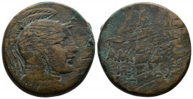 (Bronze. 19.53 g. 29 mm) PONTOS. Amisos. Time of Mithradates VI Eupator 120-63 BC. 
Helmeted head of Athena right
Rev: AMI-[ΣOY], Perseus standing f...