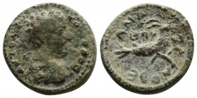 CILICIA (Bronze, 4.39g, 17mm) Anazarbus, Commodus (180-193), Ae.
Obv: AYTO Λ AY KOMOΔOC - Laureate, draped and cuirassed bust right.
Rev: ANAZAPBE /...