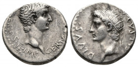 CAPPADOCIA (3,59g, 17mm) Caesarea, Tiberius, AR Drachm, 33-34. Commemorating Divus Augustus and Germanicus (15 BC-AD 19)
Obv: GERMANICVS CAES TI AVGV...