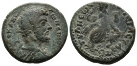 CAPPADOCIA (Bronze, 8.19g, 24mm) Tyana, Marcus Aurelius (161-180). Ae.
Obv: ΑΥΤΟΚ (sic!) ΑΝΤΩΝЄΙΝΟϹ C - Laureate, draped and cuirassed bust right.
R...