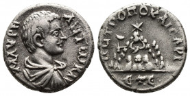 CAPPADOCIA (3,35g, 17mm) Caesaraea, Caracalla (as Caesar, 196-198) AR Drachm regnal year of Septimius Severus, E = 5 = 196-197. 
Obv: MAP AYPH ANTΩ K...