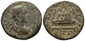 CAPPADOCIA (Bronze, 10,00g, 27mm) Caesarea, Elagabalus (218-222) AE, Year 3 = 220/21
Obv: AY K M AYPHΛI ANTⲰNЄINOC - laureate, draped and cuirassed b...
