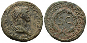 Trajan (Bronze, 8.00g, 25mm) Æ dupondius, Struck for circulation in the East. Rome, AD 116. 
Obv: IMP CAES NER TRAIANO OPTIMO AVG GERM - radiate and ...