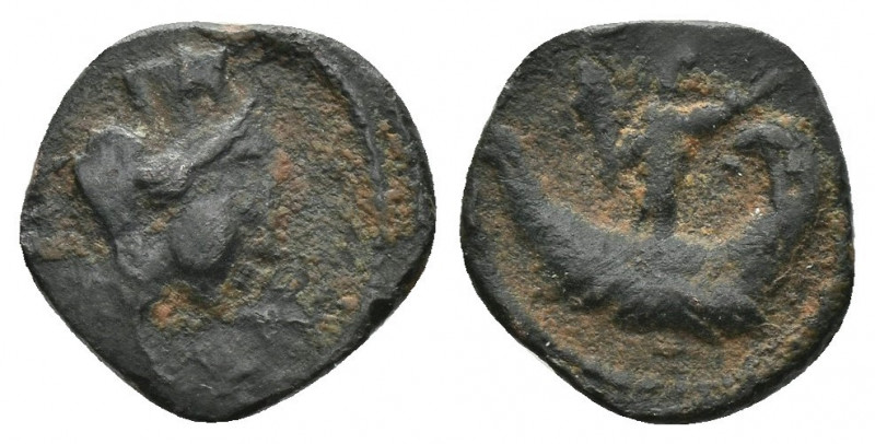 (Bronze.0.55 g. 11 mm) SYRIA. Palmyra, Pseudo-autonomous, ca. 150-225, AE ½ unit...
