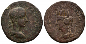 MESOPOTAMIA (Bronze, 18.74g, 29mm) Carrhae, Gordian III (238-244) Æ 
Obv: AVTOK K M ANT ΓOΡΔIANOC CEB - Laureate, draped, and cuirassed bust right 
...