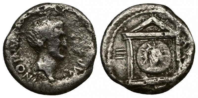 MARK ANTONY AR Denarius (Silver, 3.52g, 17mm), mint moving with Antony, 42 BC. ...