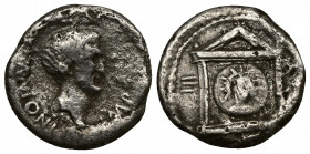 MARK ANTONY AR Denarius (Silver, 3.52g, 17mm), mint moving with Antony, 42 BC. 
Obv: M ANTONI - IMP - Bare head of Mark Antony to right, with short b...