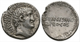 Marc Antony, as Imperator and Triumvir (43-31 BC). AR denarius (Silver, 3,81g, 19mm) Mint moving with Antony in Greece (Athens?), 33-32 BC, 
Obv: ANT...
