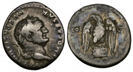 VESPASIAN (69-79) AR denarius (Silver, 3.17g, 19mm). Rome, 76 
Obv: IMP CAESARVESPASIANVS AVG - laureate head of Vespasian right 
Rev: COS - VII - e...