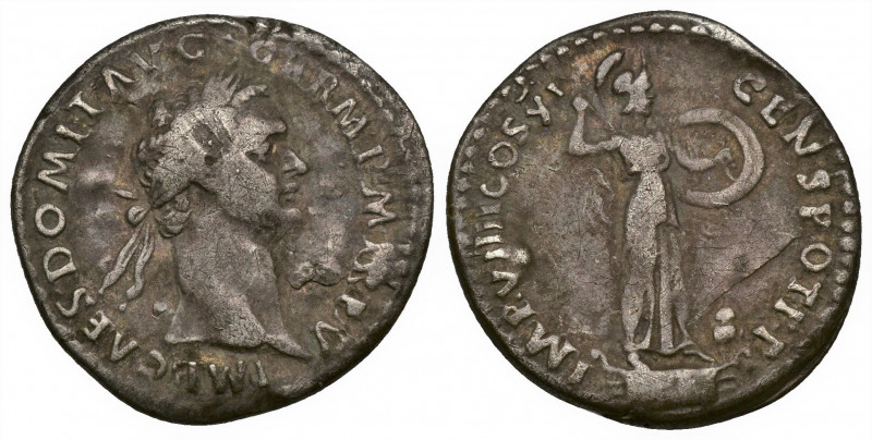 DOMITIAN (81-96) AR Denarius (silver, 3.34g, 20mm) Rome, 85-86. 
Obv: IMP CAES ...