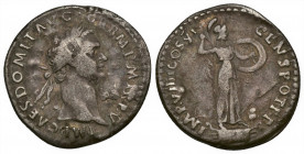 DOMITIAN (81-96) AR Denarius (silver, 3.34g, 20mm) Rome, 85-86. 
Obv: IMP CAES DOMIT AVG GERM P M TR P V - laureate head right 
Rev: IMP VIIII COS X...
